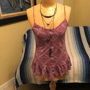 American Eagle purple peplum henley XS